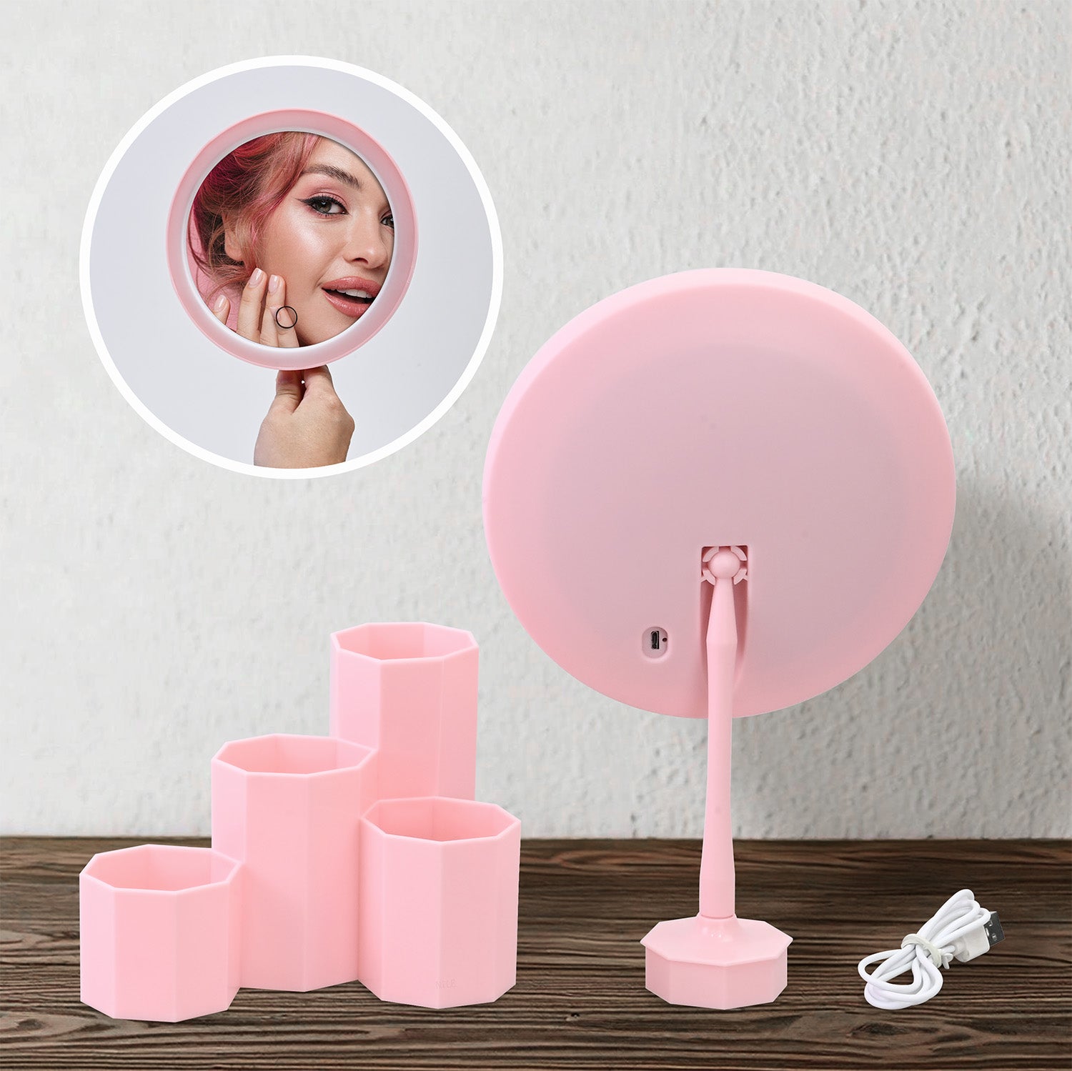 Ikee Design® Lighted Makeup Mirror With Storage  With 3 Color Light 