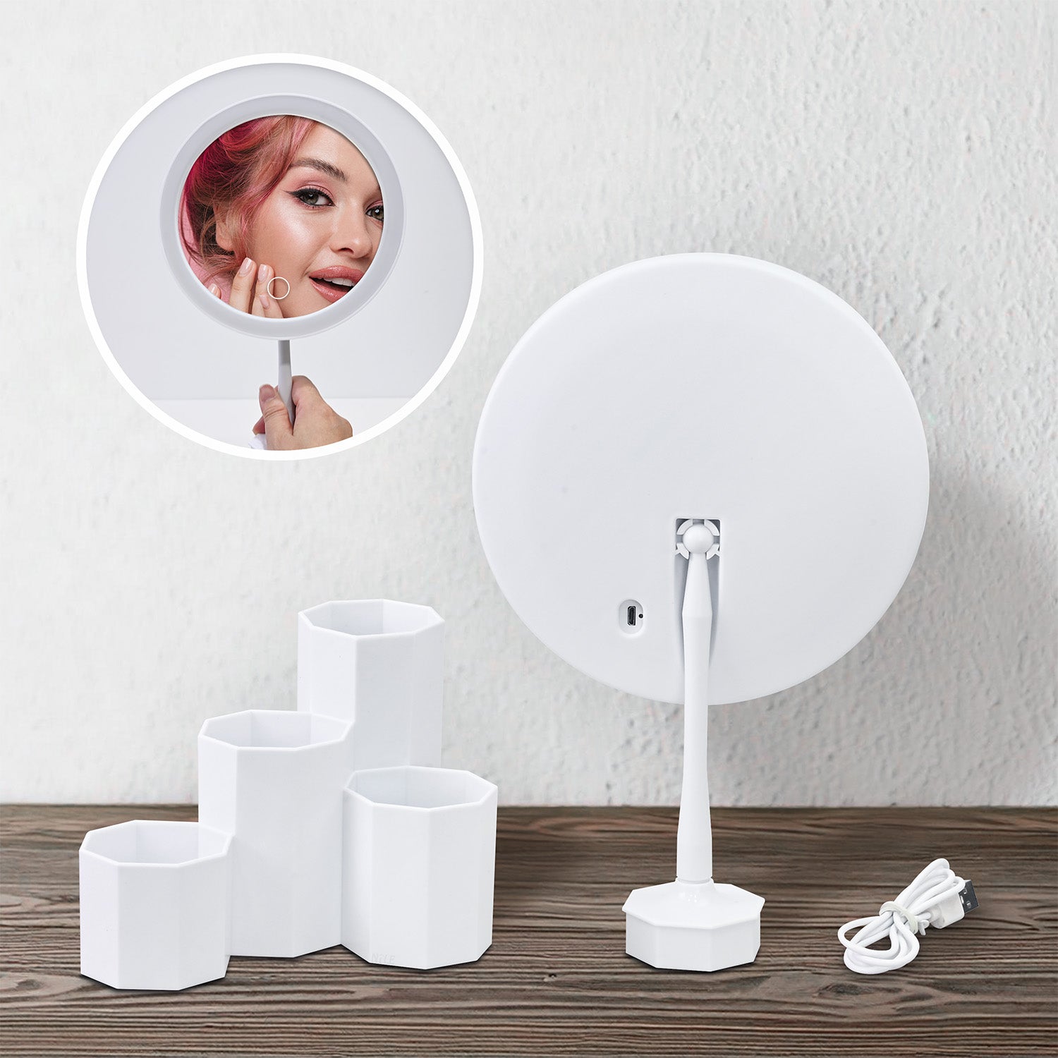 Ikee Design® Lighted Makeup Mirror With Storage  With 3 Color Light 