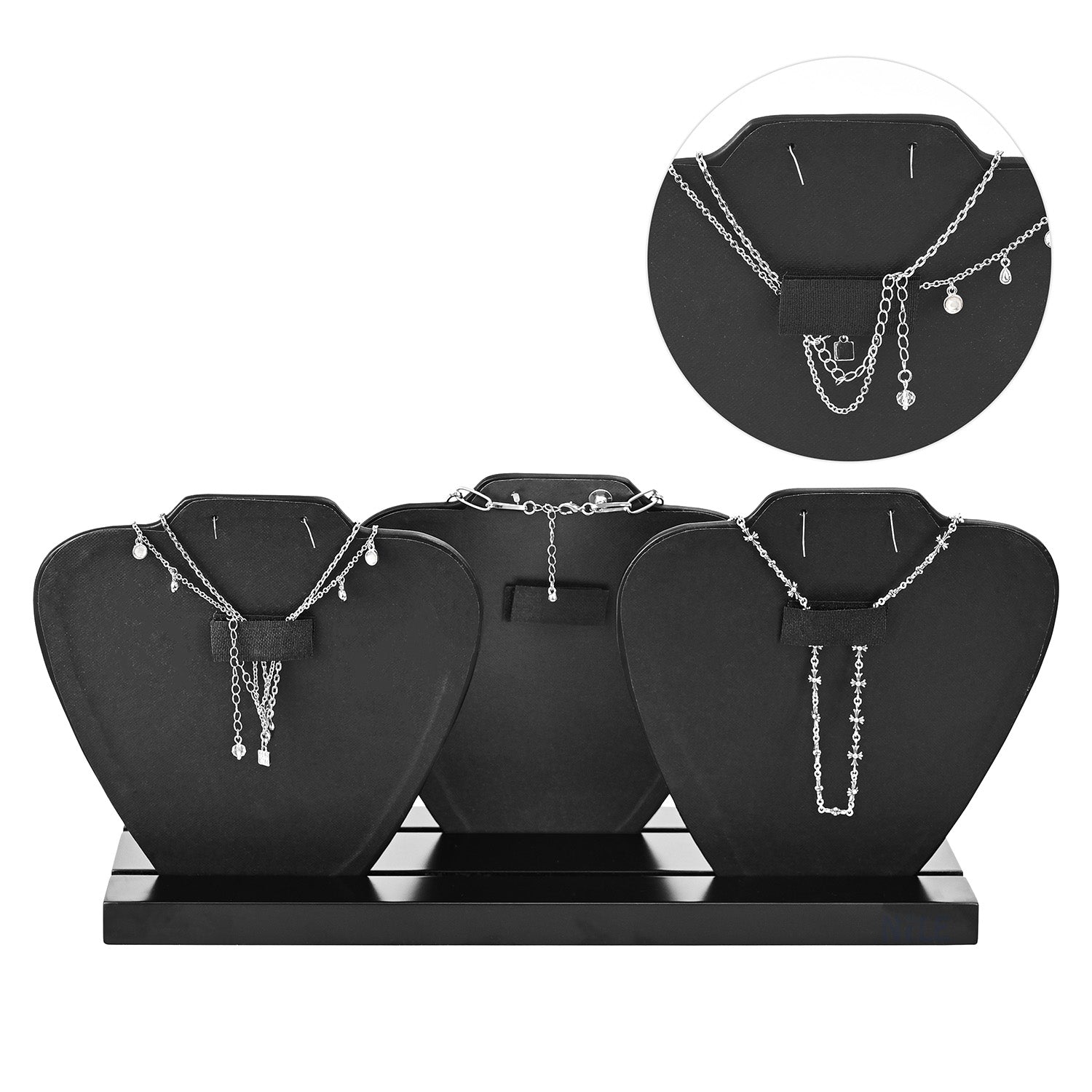 Ikee Design® Deluxe Faux Leather Covered MDF Wood Multiple Necklace Display Stand with 2-Row Holder