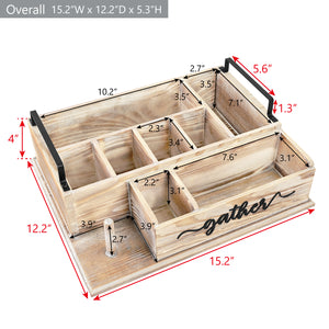 Ikee Design® Wooden Paper Plate Dispenser Holder with 8 Compartments, Paper Plate Utensil Holder 