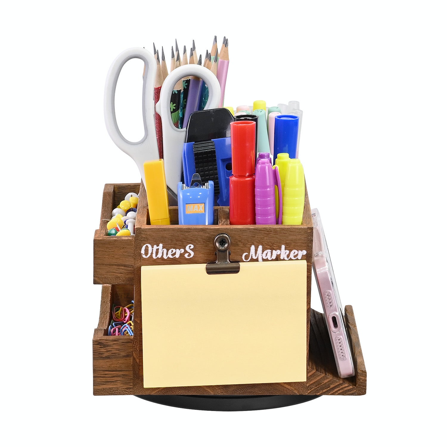  360-degree Rotating Pen Holder for Desk, Desk Organizers and Accessories with 7 Compartments