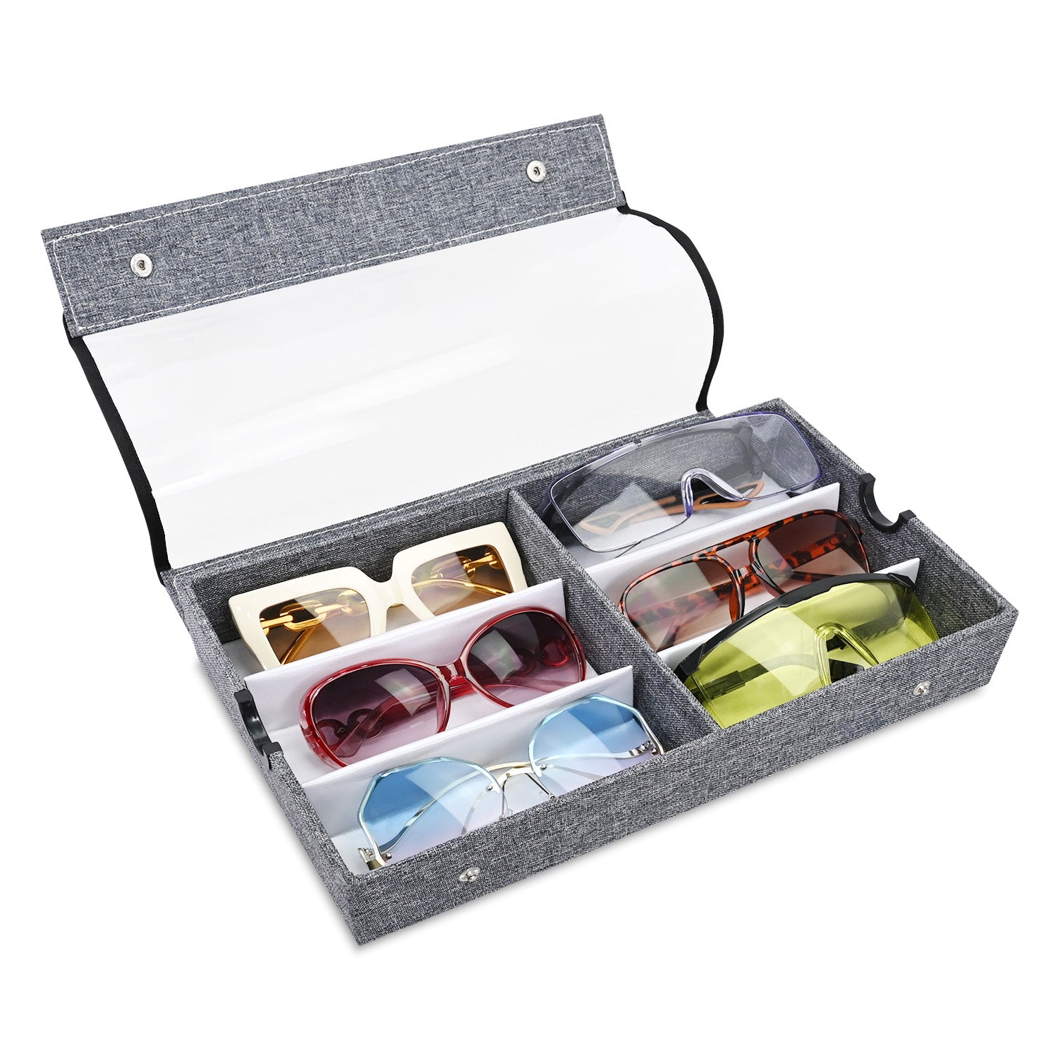 Ikee Design® Large 6 Slot Eyewear Storage Organizer Box Display Case Holder