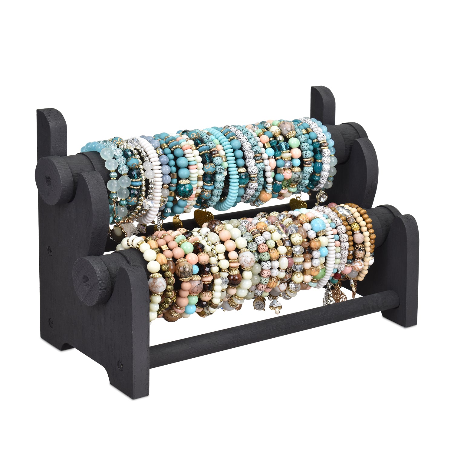 Ikee Design® Wooden 2-Tier Bar Bracelet/Bangle Jewelry Holder Stand Display Organizer