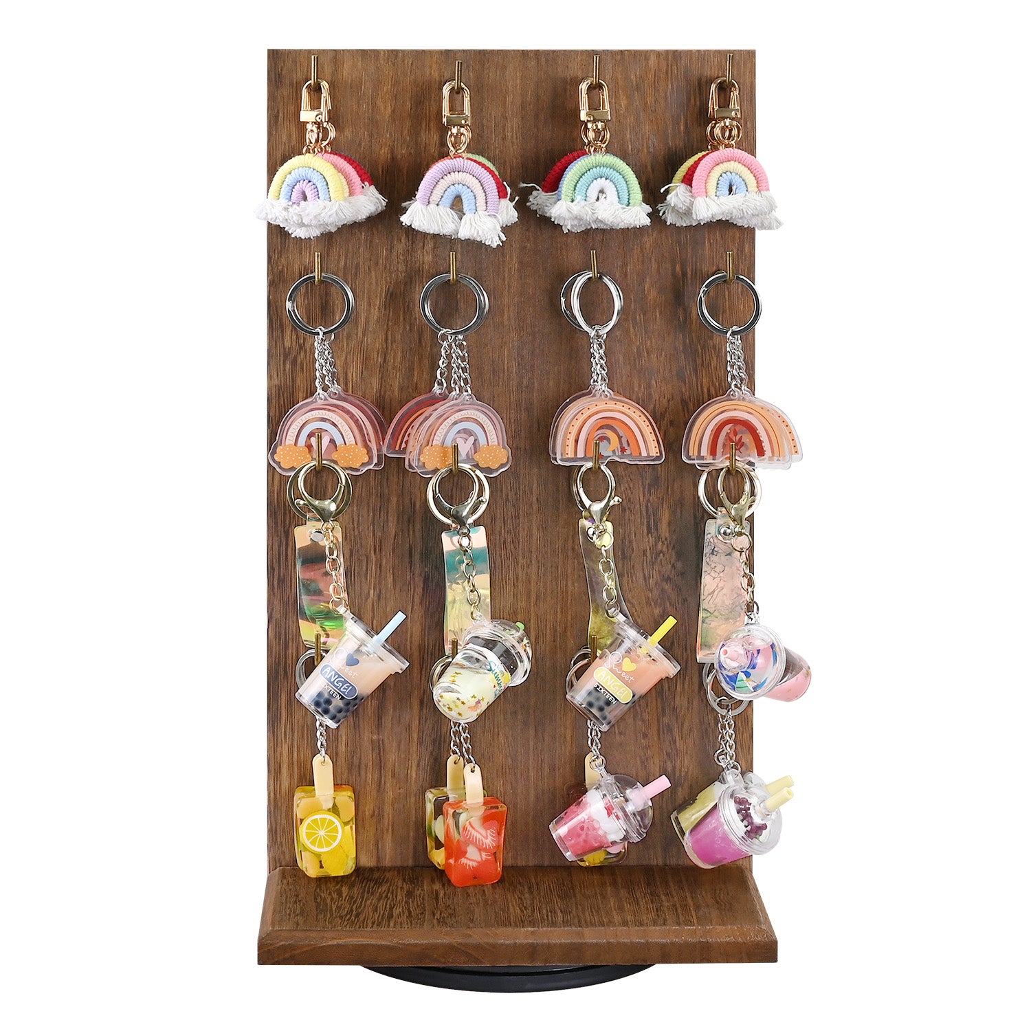 #WD5062L Two-Sided Wooden Jewelry Display Stand with 32 Hooks