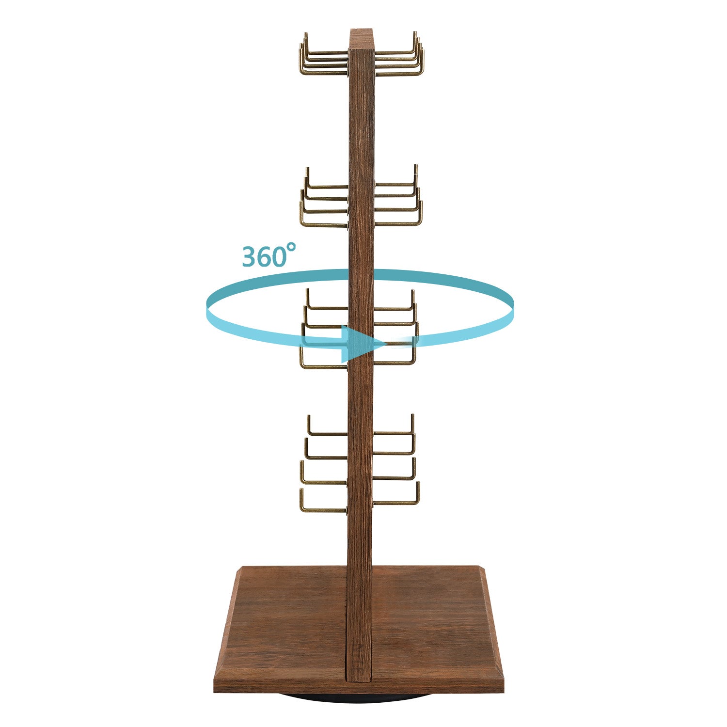 #WD5062L Two-Sided Wooden Jewelry Display Stand with 32 Hooks