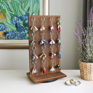 #WD5062L Two-Sided Wooden Jewelry Display Stand with 32 Hooks