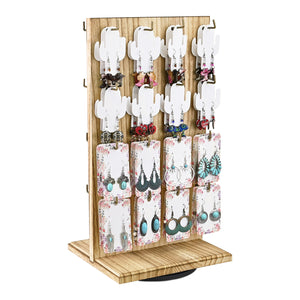 #WD5062L Two-Sided Wooden Jewelry Display Stand with 32 Hooks