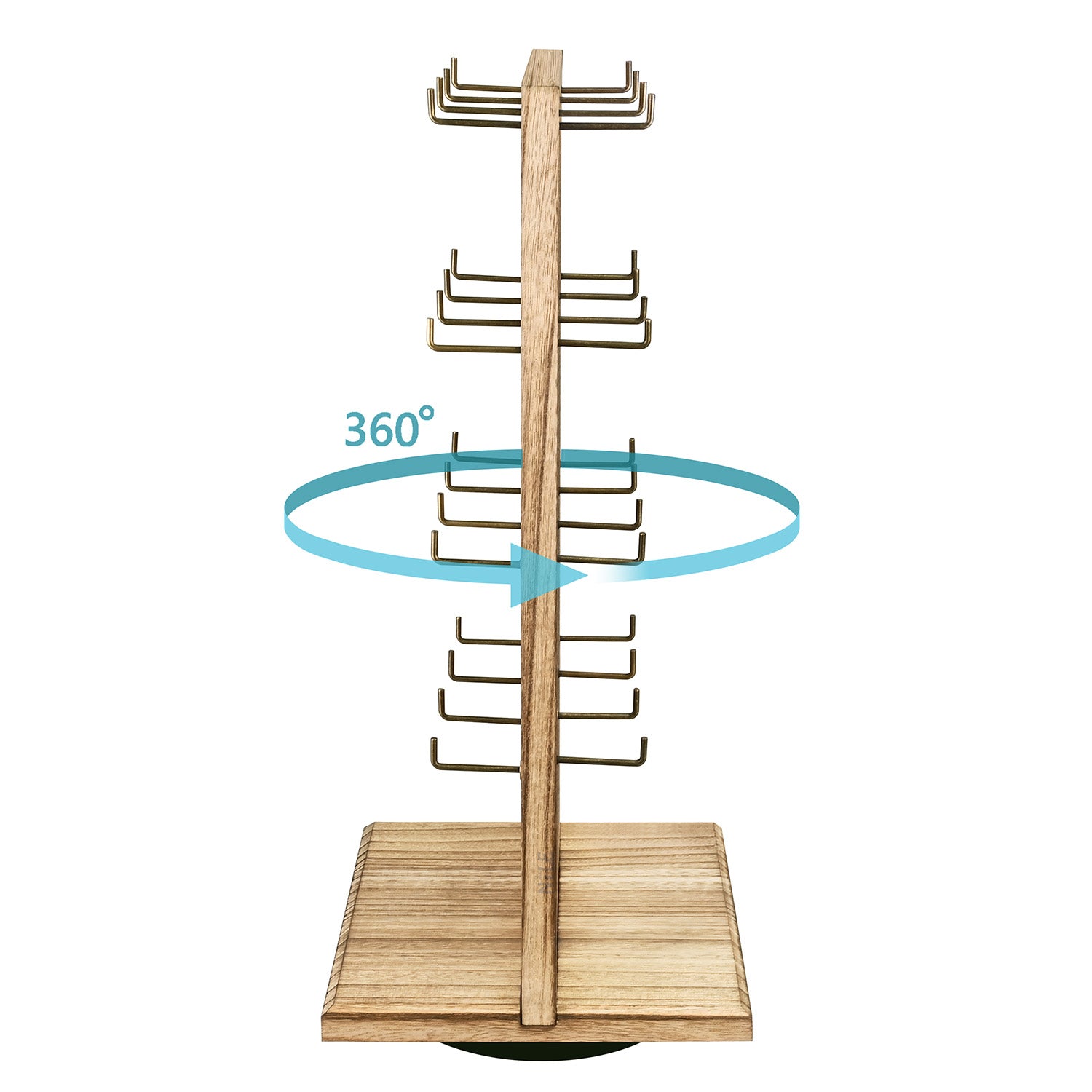 #WD5062L Two-Sided Wooden Jewelry Display Stand with 32 Hooks