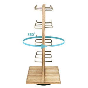 #WD5062L Two-Sided Wooden Jewelry Display Stand with 32 Hooks