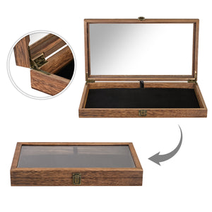 Crafted Wooden Jewelry Display Case Tempered Glass Hinge Lid