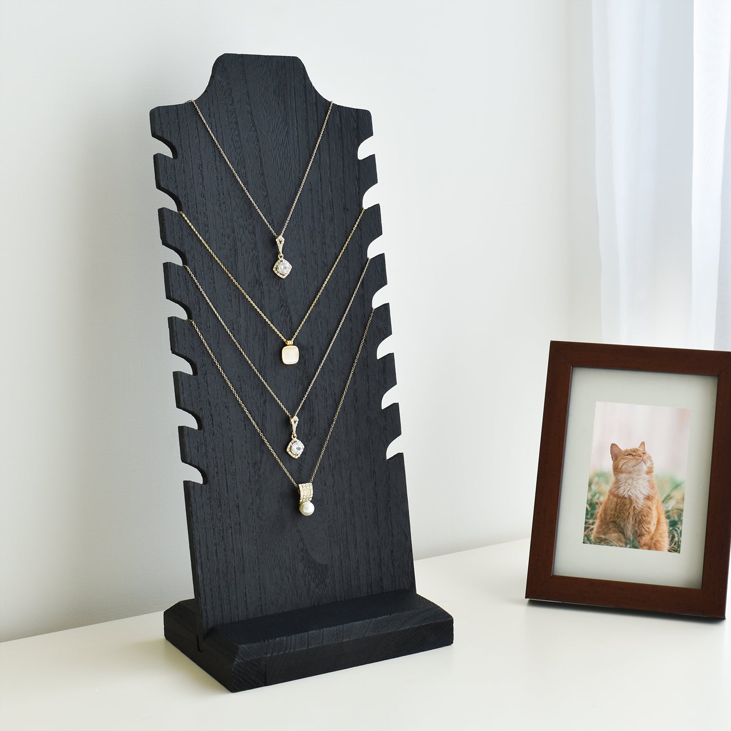 Ikee Design® Wooden Freestanding Necklace Easel Display Stand Holder Multiple Necklace Bust