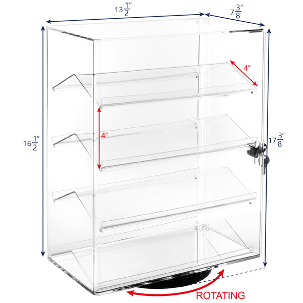 Lockable Showcase Rotating Acrylic Display Stand w/4 Removable Shelves