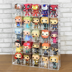 Ikee Design® Acrylic Display Rack for Funko Pop Figure Display, with Mirrored Back & 25 Compartments