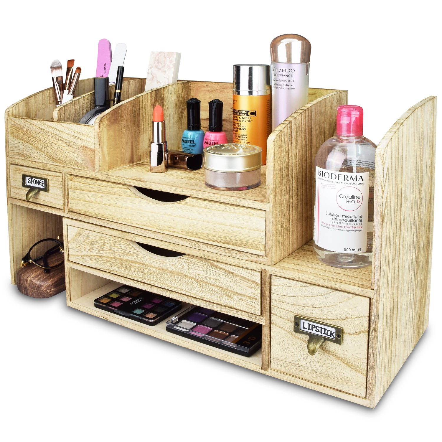 Fyeme Wooden Desk Organizer,Wooden DIY Versatile Desktop Caddy,Easy  Assembly,Home Office Art Supplies Organizer Storage