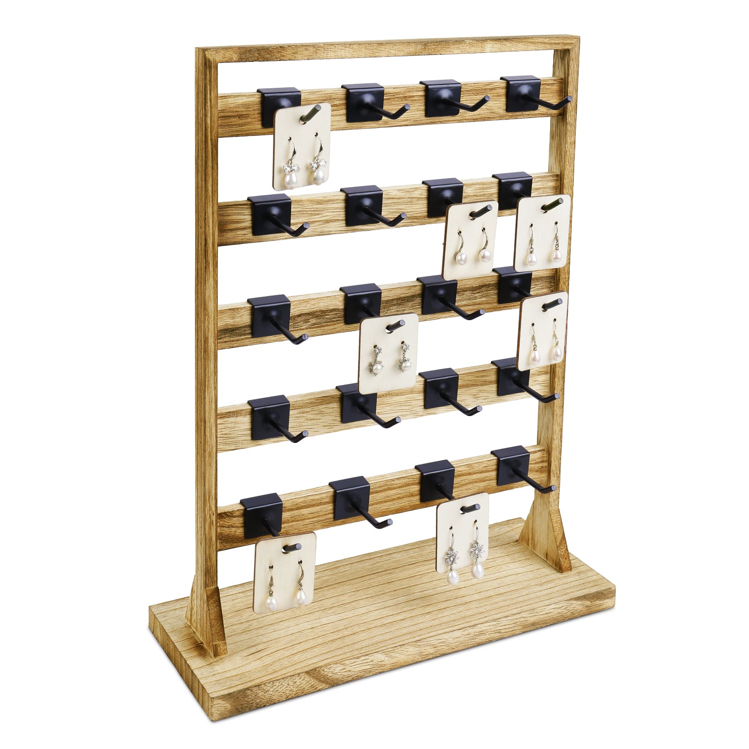  Ikee Design Wooden Jewelry Display Rack with 20 Removable Metal  Hooks, Earring Card Display Holder Stand with Hooks, Jewelry Tower for  Earring Cards, Necklaces, Keychains, Coffee Color : Clothing, Shoes 