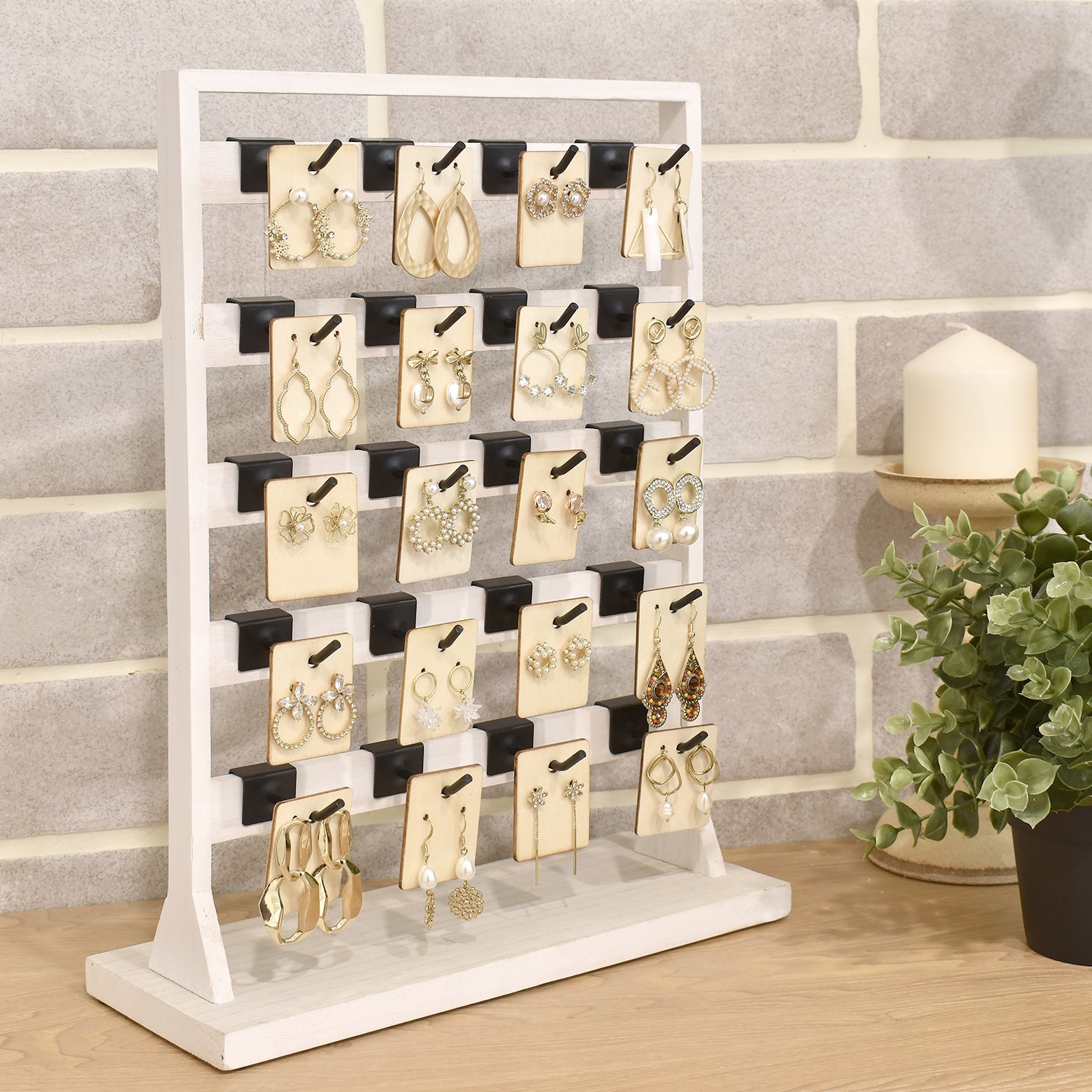  Ikee Design Wooden Jewelry Display Rack with 20 Removable Metal  Hooks, Earring Card Display Holder Stand with Hooks, Jewelry Tower for  Earring Cards, Necklaces, Keychains, Coffee Color : Clothing, Shoes 