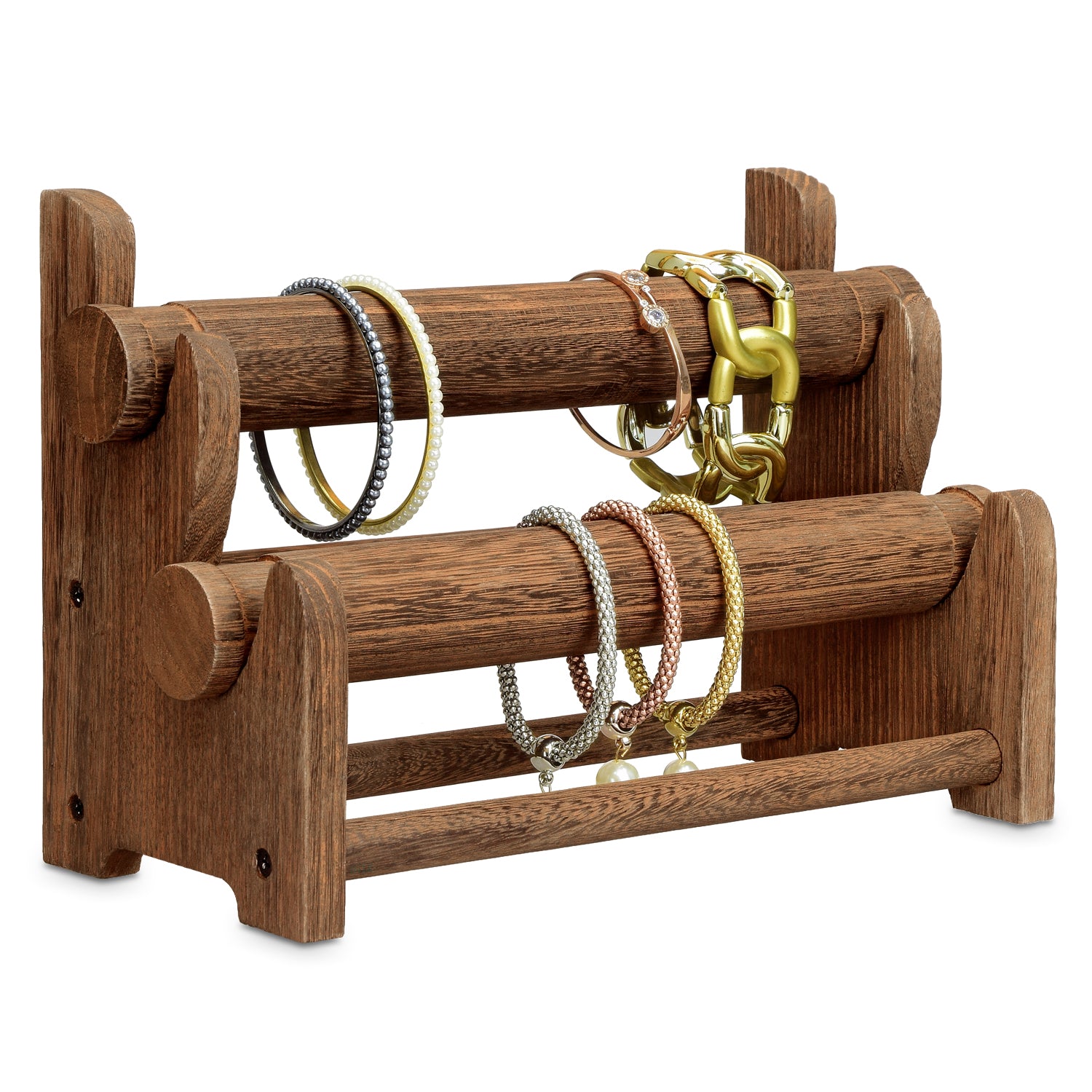 Ikee Design® Wooden 2-Tier Bar Bracelet/Bangle Jewelry Holder Stand Display Organizer