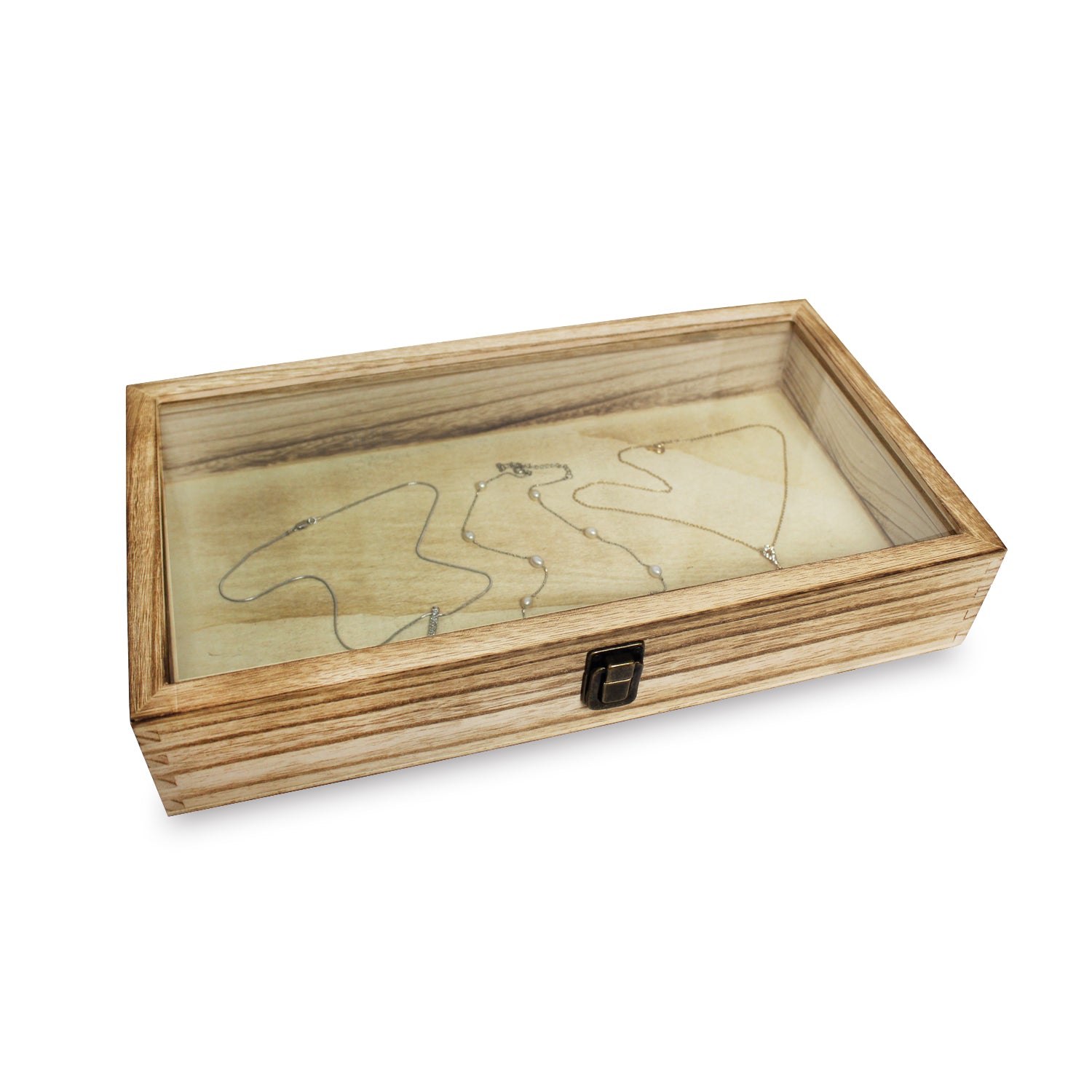 Ikee Design® Wooden Storage Case with Tempered Glass View Top